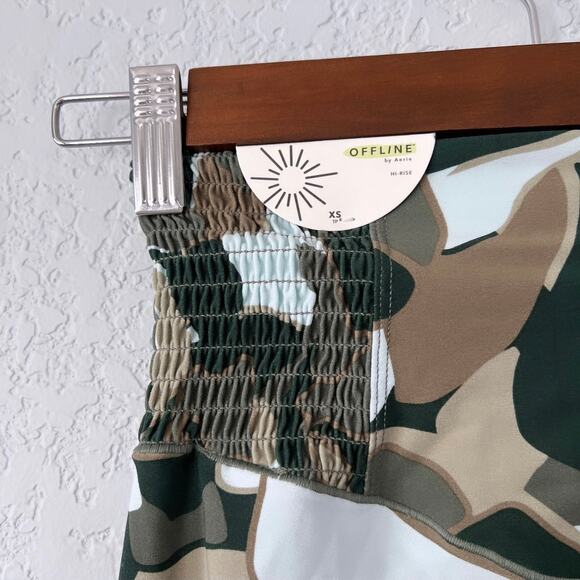 Aerie Green Printed Real Me Smocked Waistband Legging SIze X-Small - Picture 11 of 14